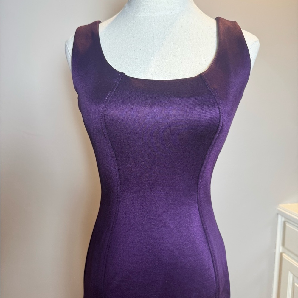 Versace Purple Scoop Neck Sheath Dress Size 40 - Picture 2 of 11